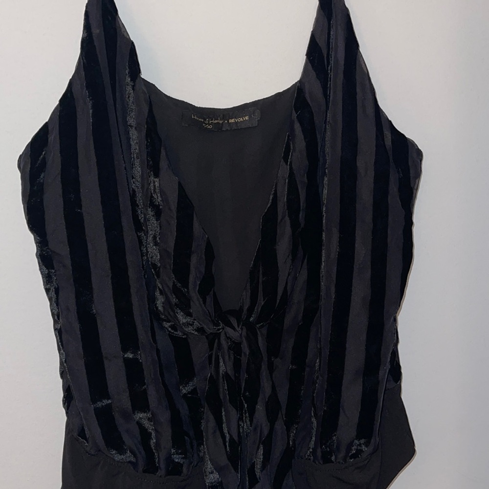 House of Harlow and revolve bodysuit drape velvet stripe sheer festival wear